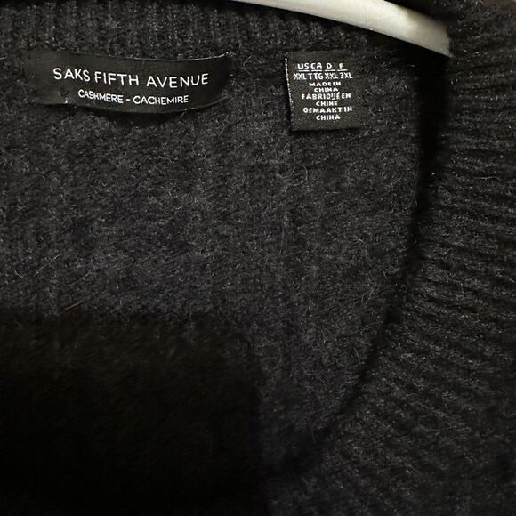 Saks Fifth Avenue Black Cashmere Crewneck Cable - Picture 3 of 5